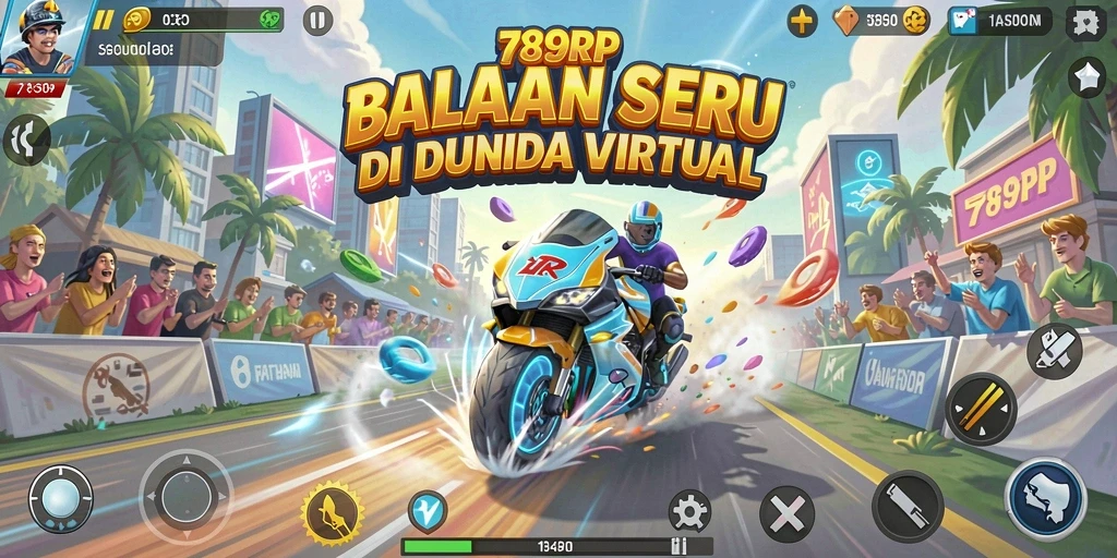 Screenshot gameplay balapan di 789RP dengan mobil balapan yang cepat.
