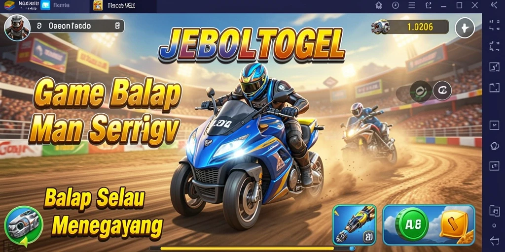 Gameplay menegangkan dalam balapan JEBOLTOGEL dengan mobil yang cepat.