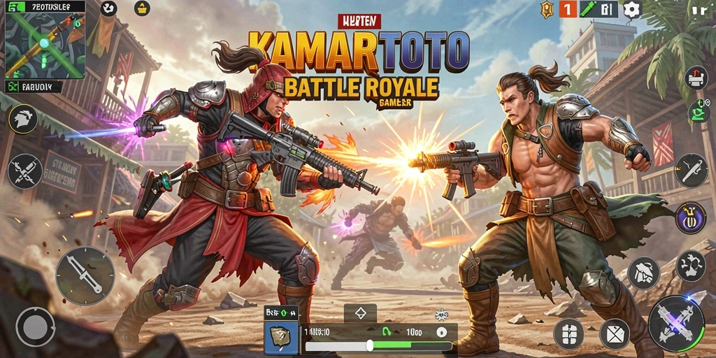 Screenshot KAMARTOTO menampilkan aksi seru Battle Royale.