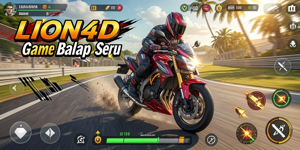 Gameplay LION4D yang menegangkan dan penuh aksi dalam balap motor.