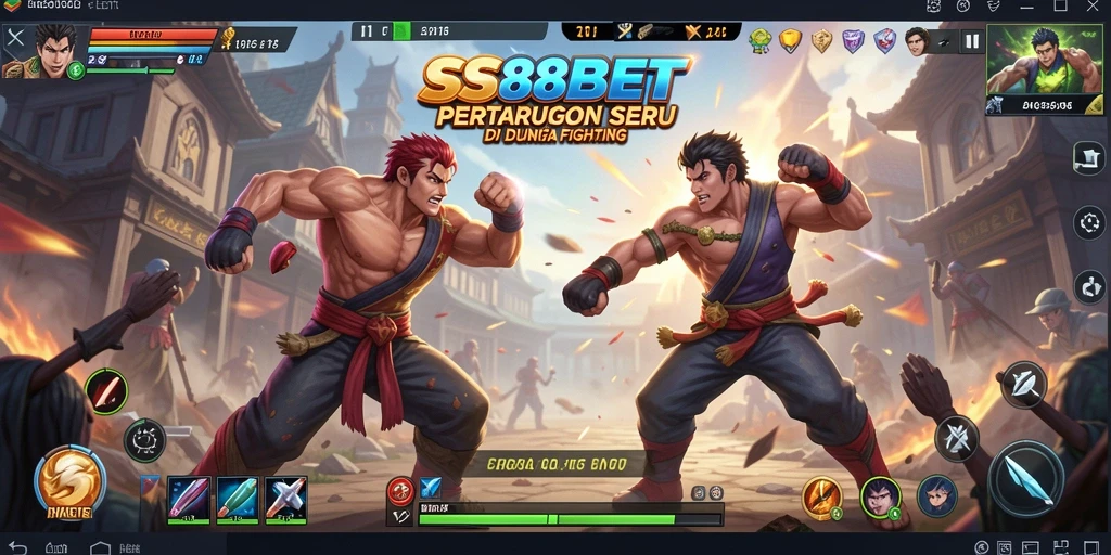 Screenshot utama SS88BET menampilkan pertarungan yang mendebarkan antara karakter.