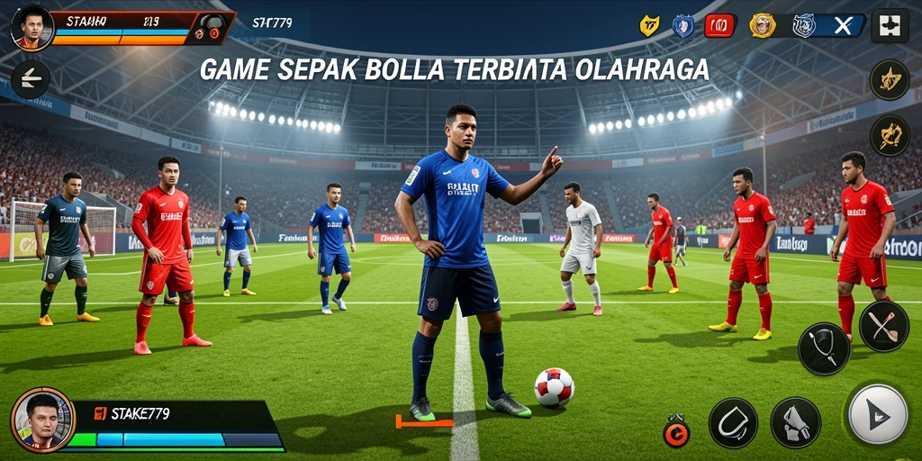Screenshot gameplay STAKE779 yang menampilkan aksi di lapangan sepak bola.