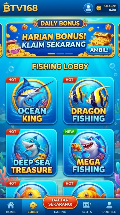 Screenshot antarmuka pengguna btv168 yang bersih dan intuitif.
